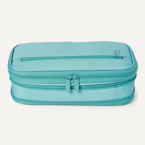 Large Capacity Pencil Case with Durable Zipper, Multi-Compartment, Cyan Mild 2