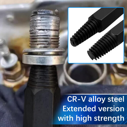 4~8MM Spark Plug Removal Tool, Broken Spark Plug Removal Tool, Universal Double-Ended Reverse Thread Tap, with M10 Socket, Reverse Tooth Wire 1