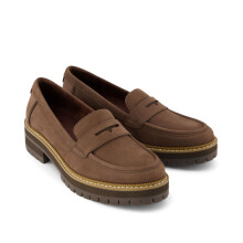 (, ) TOMS Cara Leather Women's Oak Brown Loafers