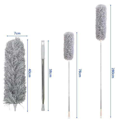 Armo Extendable Feather Duster With Soft Silicone Cap Microfiber Telescopic Long Handheld Duster For Heigh Ceiling, Cobweb, Fan, Blinds, Roof 2