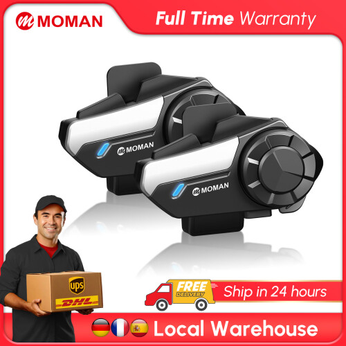 Moman Système Intercom Moto, Casque avec Bluetooth 5.1, Portée 1000M, IP65 Imperméable 1