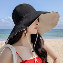 Chapeau de soleil Ă larges bords pour femme, protection UV UPF 50+, noir, 55-60cm