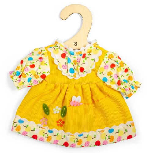 vestido de muñeca con estampado floral amarillo - conjunto de ropa para muñeca
