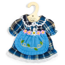 blau kariertes Puppenkleid - Puppenbekleidungsset mittel