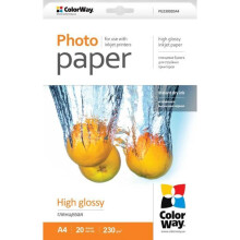 Colorway PG230020A4, 230 g/m2, A4, 20 folhas, brilhante, branco, 5 - 25 C