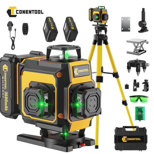 CONENTOOL Niveau Laser 16 Lignes Vert, Auto-Nivellement, Télécommande, 2.4Ah sans trépied 1