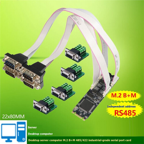 Convertitore da M.2 A PCIe B+M A Scheda Seriale RS485/422 WCH384L per PC Desktop Windows 10/11 e Linux (Non Supporta RS232) 2