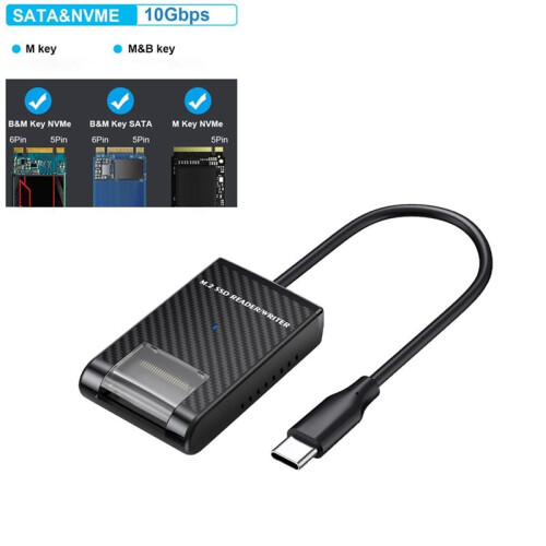 M2 Easy Drive Cable M.2 SSD Adapter Easy-Drive Cable NVME/ Dual-Protocol M.2 ToType-C 10Gbps SSD Adapter 1
