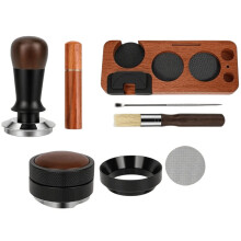 8PCS Espresso Tamper Kit & Tamping Station Coffee Tamper Set with Distributor WDT Tool Dosing Funnel 58MM