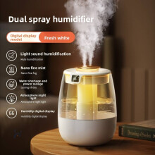 (White)Humidificador de aromaterapia con gran volumen de niebla y luz nocturna dormitorio para