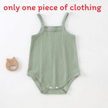 (Green,66cm)Traje de gateo de bebé de algodón con diseño de color liso para bebés de 0 a 1 año de verano
