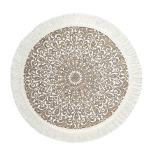 (Style21)Napperons circulaires vintage en jute avec imprimé floral déco table éco consciente