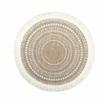 (Style3)Napperons circulaires vintage en jute avec imprimé floral déco table éco consciente