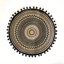 (Style6)Napperons circulaires vintage en jute avec imprimé floral déco table éco consciente