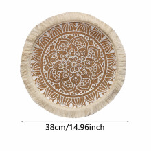 (Style20)Napperons circulaires vintage en jute avec imprimé floral déco table éco consciente