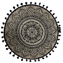 (Style34)Napperons circulaires vintage en jute avec imprimé floral déco table éco consciente