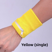 (Yellow)Unisex Wristband Keys Storage Zipper Pocket Sport Wrist Wallet Gym Running