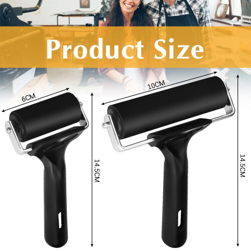 ADERTOS Rubber Brayer Roller 2 PCS - 10cm & 6cm for Printmaking, Stamping 1