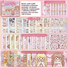 (Pink)Tildado Childrens Dress Up Sticker Book With Repositionable Decorations For Creative Play