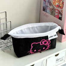 (Black) Pen Corduroy Adorable Organizer For Girls With Aesthetic Storage Function And