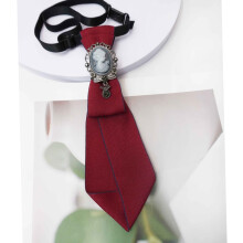 (Red Bright) Unisex Tie Bow With Solid Color Design And Rhinestone Decor For Events School Or