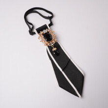 (Black) Elegant Sharppoint Collared Bow Tie With Rhinestone Decorations For Uniforms