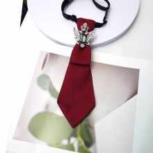 (Red Dark) Unisex Tie Bow With Solid Color Design And Rhinestone Decor For Events School Or