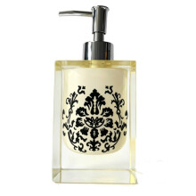 (White) Hand Hotel Elegant Soap Dispenser Bottle With Flower Print And Stylish Design