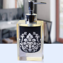 (Black) Hand Hotel Elegant Soap Dispenser Bottle With Flower Print And Stylish Design