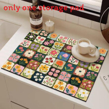 (Style B,40x50cm)Artistic Storage Pad With Floral Design For Kitchen Counter Tea Protection Cup