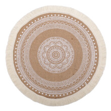 (Style11)Vintage Jute Circular Placemats With Floral Print Eco Conscious Table Decor