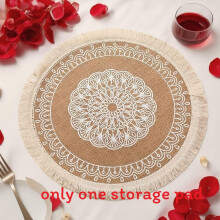 (Style14)Vintage Jute Circular Placemats With Floral Print Eco Conscious Table Decor