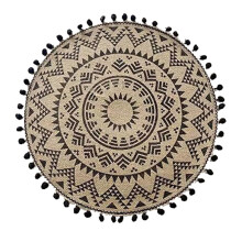 (Style25)Vintage Jute Circular Placemats With Floral Print Eco Conscious Table Decor
