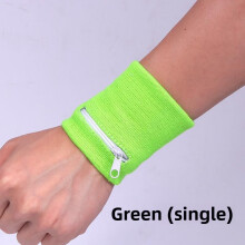 (Green)Unisex Wristband Keys Storage Zipper Pocket Sport Wrist Wallet Running Gym