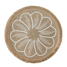 (Style12)Vintage Jute Circular Placemats With Floral Print Eco Conscious Decor Table