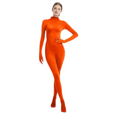 (Orange, 130) Jumpsuit Leotard Solid Color Stage Costume Halloween Clothing Cosplay Party