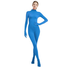 (Sky Blue, 160) Jumpsuit Leotard Solid Color Stage Costume Halloween Clothing Cosplay Party
