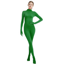 (Green, 170) Jumpsuit Leotard Solid Color Stage Costume Halloween Clothing Cosplay Party