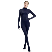 (Dark Blue, 160) Jumpsuit Leotard Solid Color Stage Costume Halloween Clothing Cosplay Party