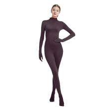 (Chocolate, 190) Jumpsuit Leotard Solid Color Stage Costume Halloween Clothing Cosplay Party