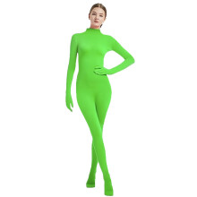 (Fluorescent Green, 110) Jumpsuit Leotard Solid Color Stage Costume Halloween Clothing Cosplay Party