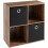 Homme Concept 4 Cube Storage Unit Walnut Bookcase with 2 Grey Baskets 2