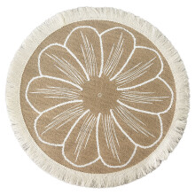 (Style13)Placemats circulares vintage de juta com estampa floral decoração de mesa ecologicamente consciente
