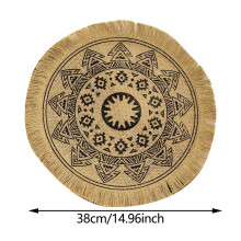 (Style30)Napperons circulaires vintage en jute avec imprimé floral déco table éco consciente