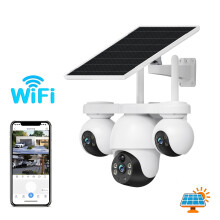 Caméra de surveillance extérieure solaire WiFi 4G, 15MP 8K triple objectif, détection humaine PIR et vision nocturne