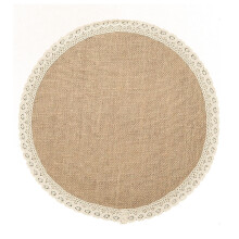 (Style31)Napperons circulaires vintage en jute avec imprimé floral déco table éco consciente