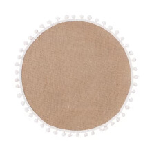 (Style33)Napperons circulaires vintage en jute avec imprimé floral déco table éco consciente