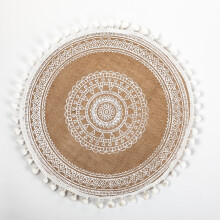 (Style5)Vintage Tischsets aus Jute rund mit Blumenmuster umweltbewusst Tischdeko