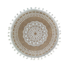 (Style15)Tovagliette circolari vintage in juta con stampa floreale ecocosciente decorazione tavola