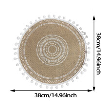 (Style32)Tovagliette circolari vintage in juta con stampa floreale ecocosciente decorazione tavola